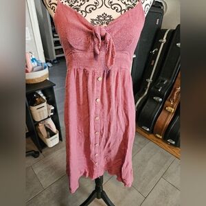 SHEIN Mauve Button-Front Midi Dress